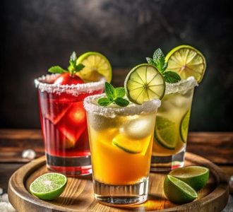 調酒繽紛背景Colorful background of three cocktails